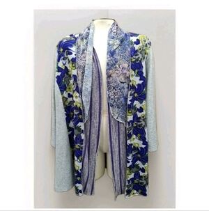 Multiples Women's 3/4 Sleeve Jewel Tones Open Front Layering Cardigan  Sz 1X EUC